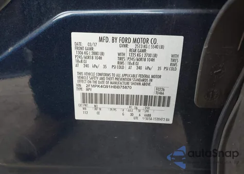 2017 Ford Edge Se from USA, damaged, VIN 2FMPK4G91HBB75870